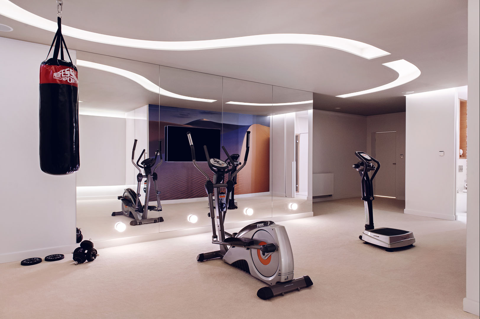 12 fototapeta wykładzina sprzęt do wiczeń telewizor lustra